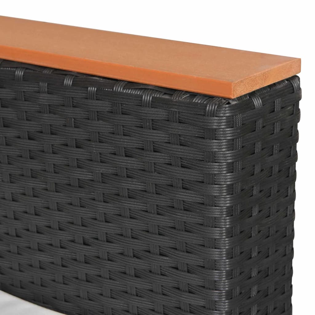 9-részes fekete polyrattan kerti bútorszett párnákkal
