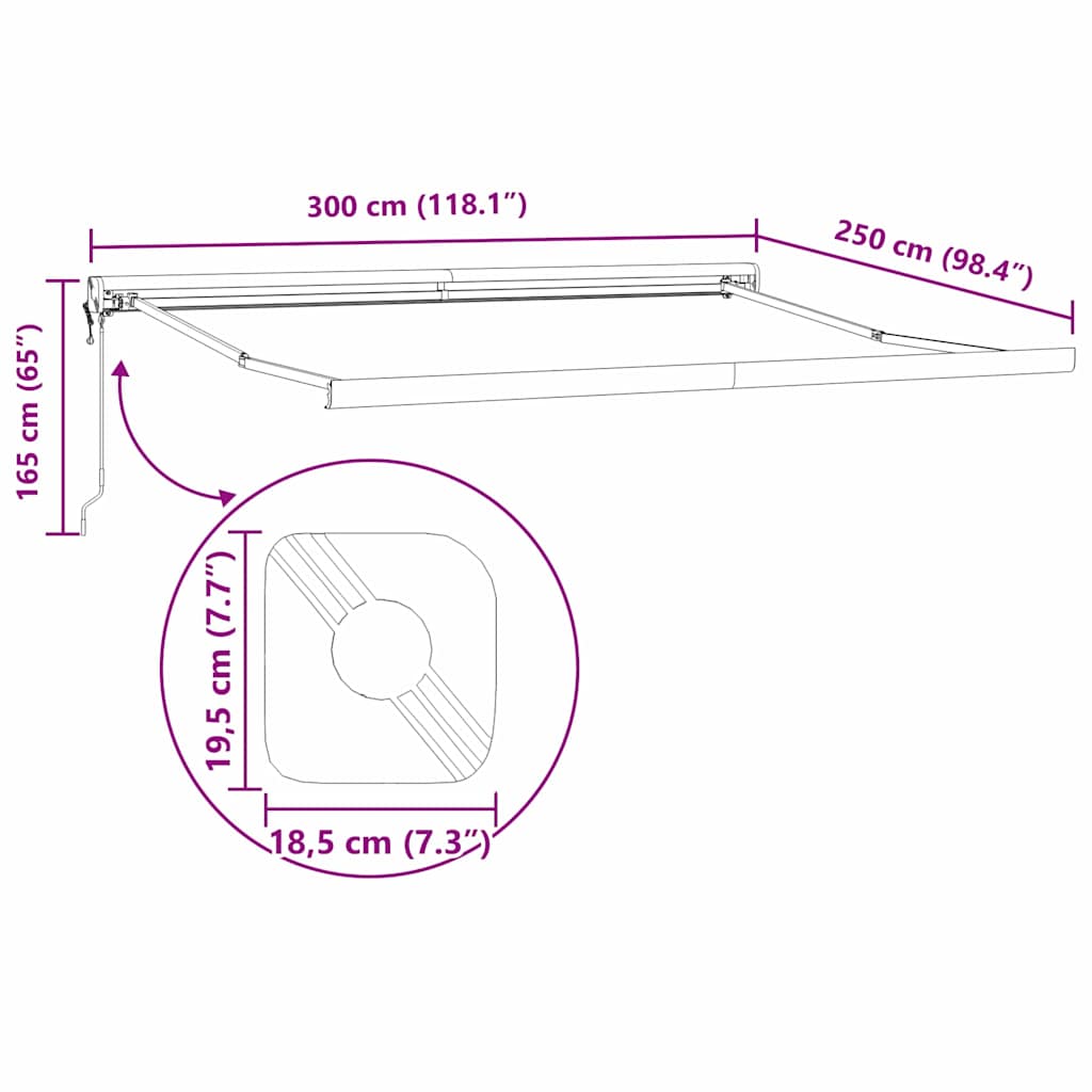 Napernyő keret Fehér 300 x 250 cm Alumínium