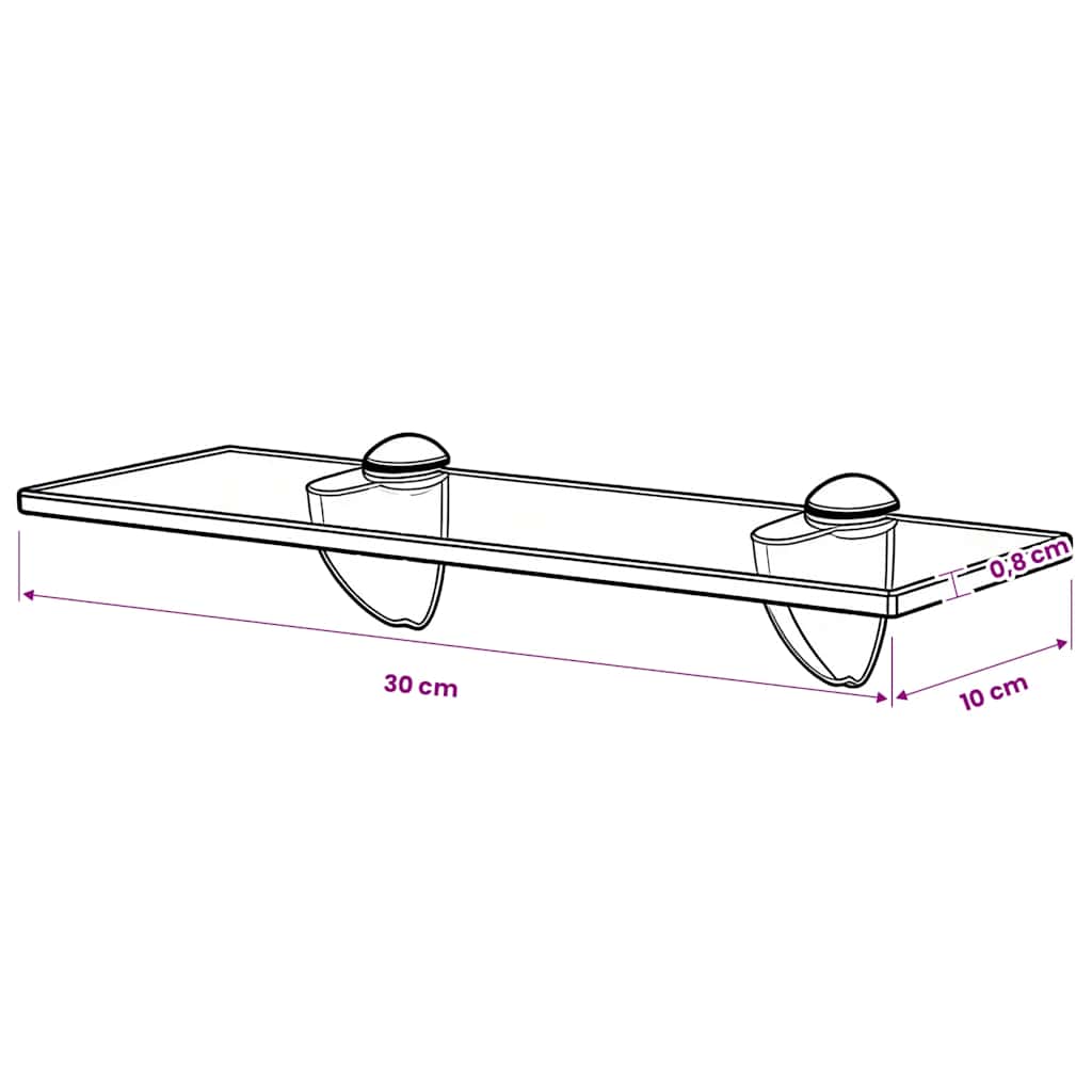 lebegő polc üveg 30x10 cm 8 mm