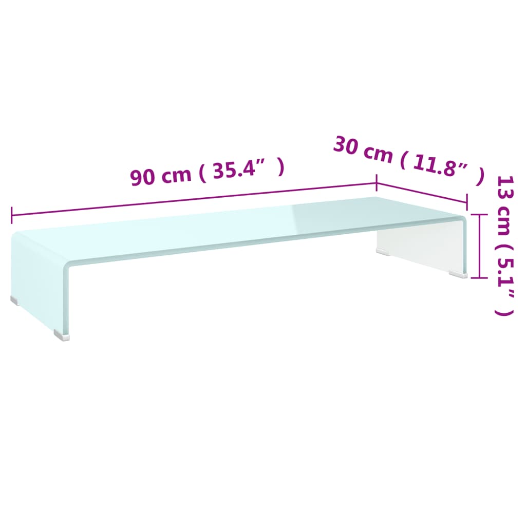 zöld üveg TV állvány/monitor magasító 90 x 30 x 13 cm