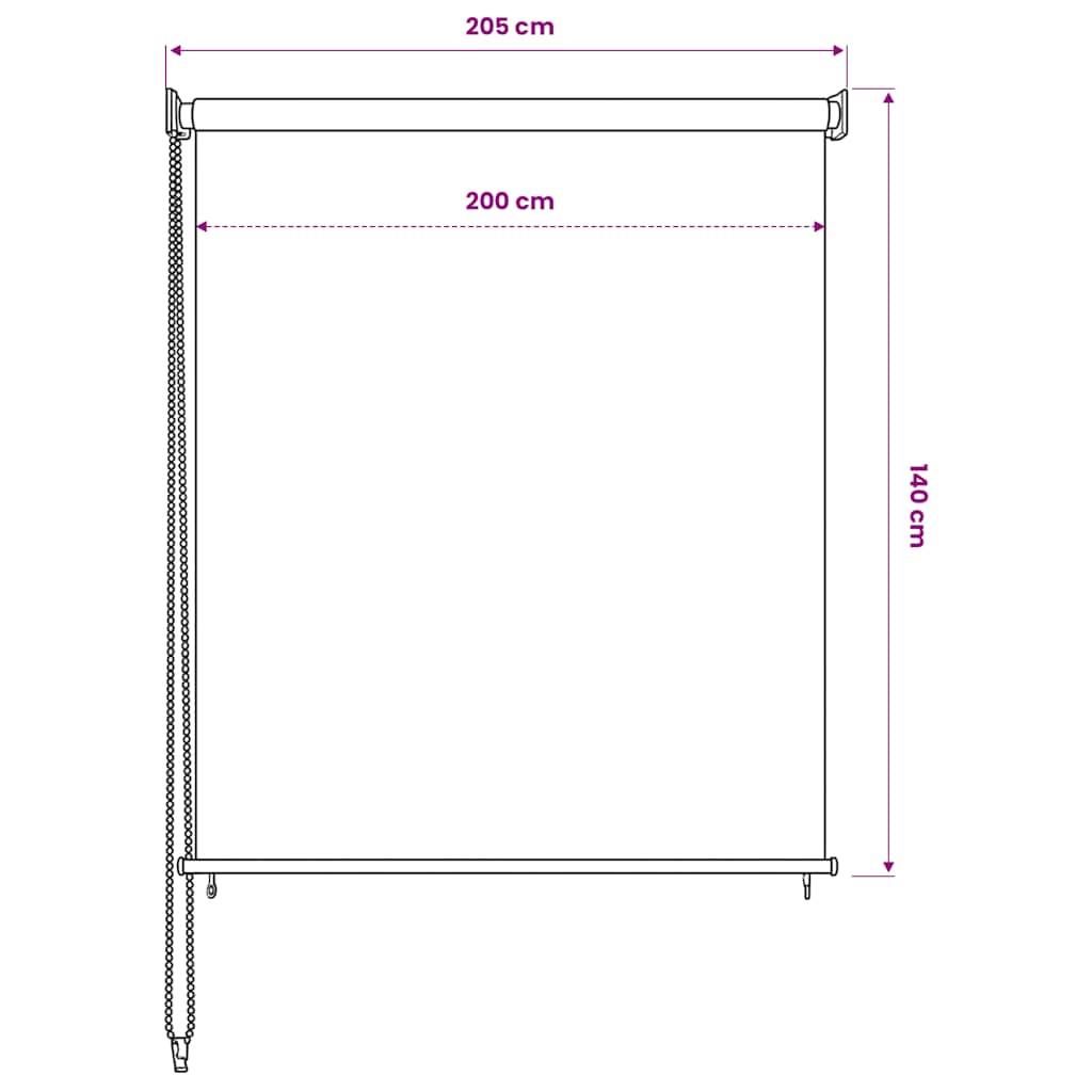 fehér, kültéri sötétítő roló 205(Szé)x140(Ma) cm