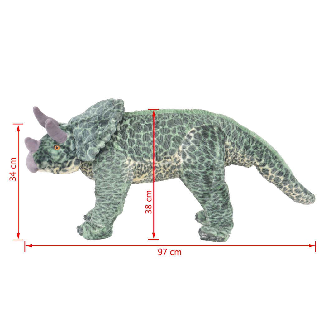 zöld álló triceratops plüssjáték XXL