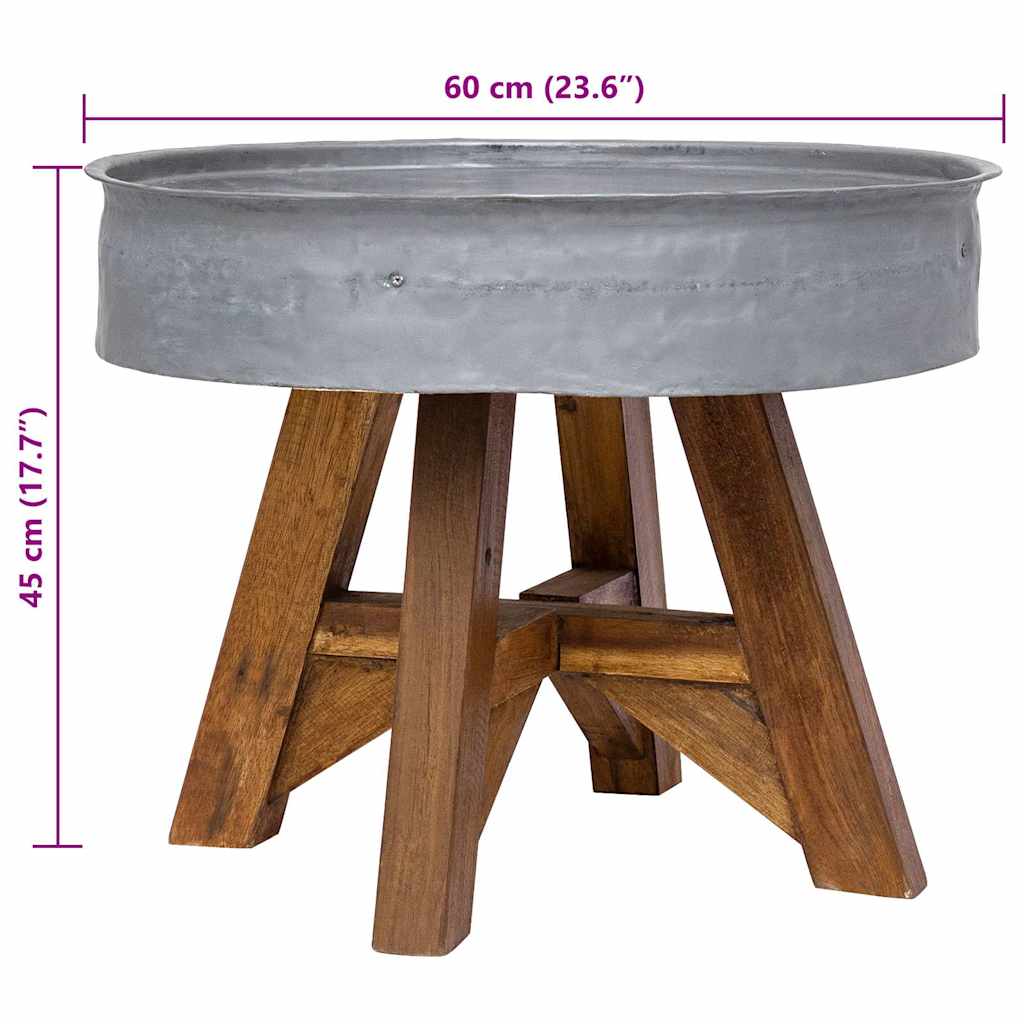 ezüstszínű vegyes újrahasznosított fa dohányzóasztal 60 x 45 cm