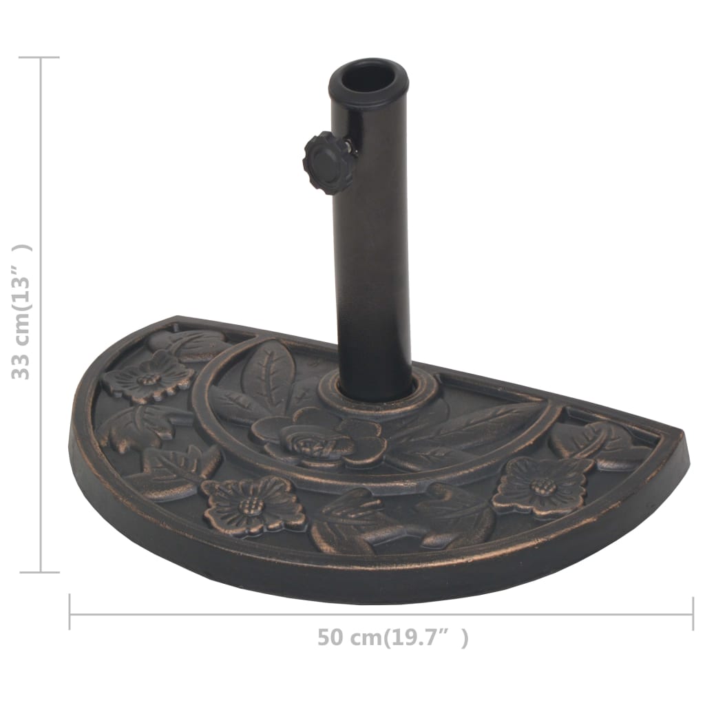 félkör alakú, bronz színű gyanta napernyő talp 9 kg