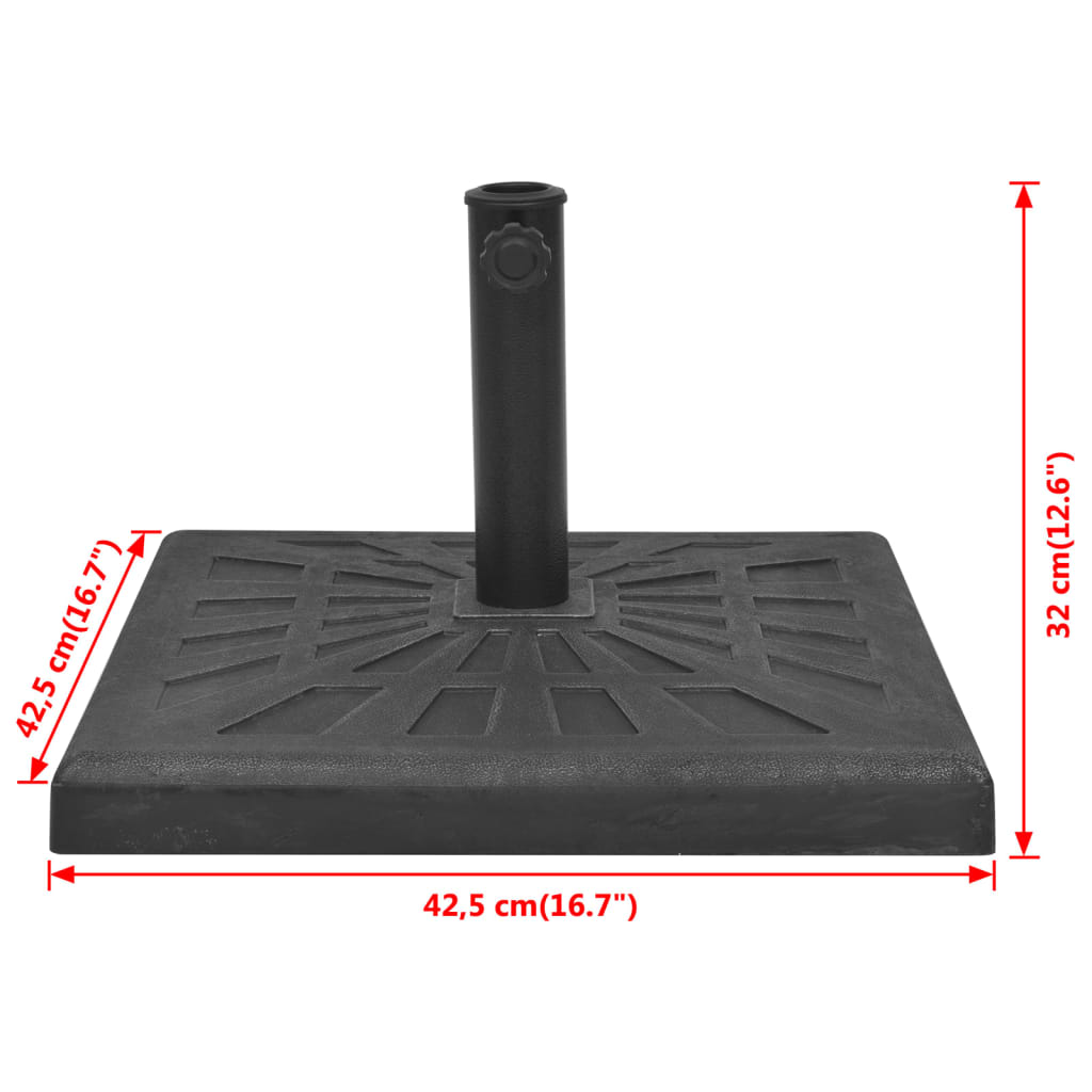 négyszög alakú, fekete gyanta napernyő talp 12 kg