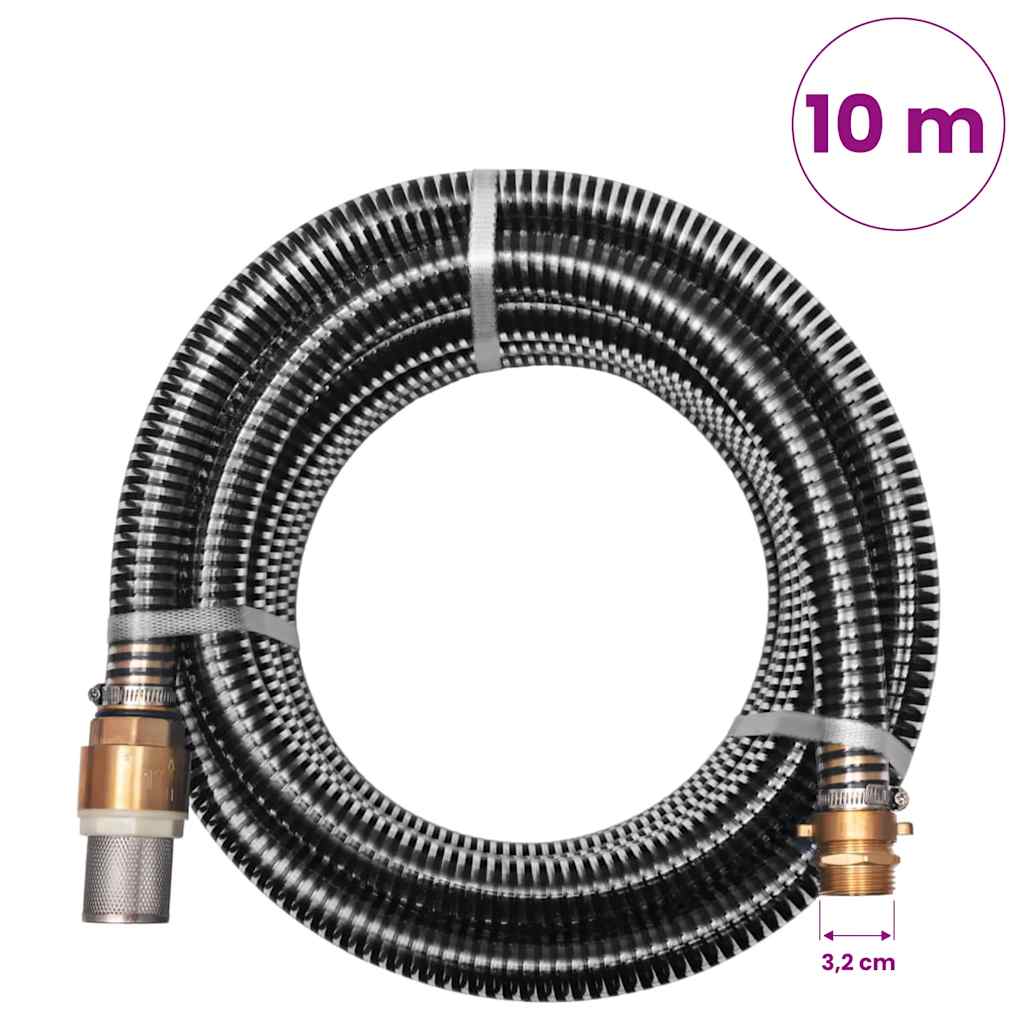 fekete szívótömlő sárgaréz csatlakozókkal 10 m 25 mm