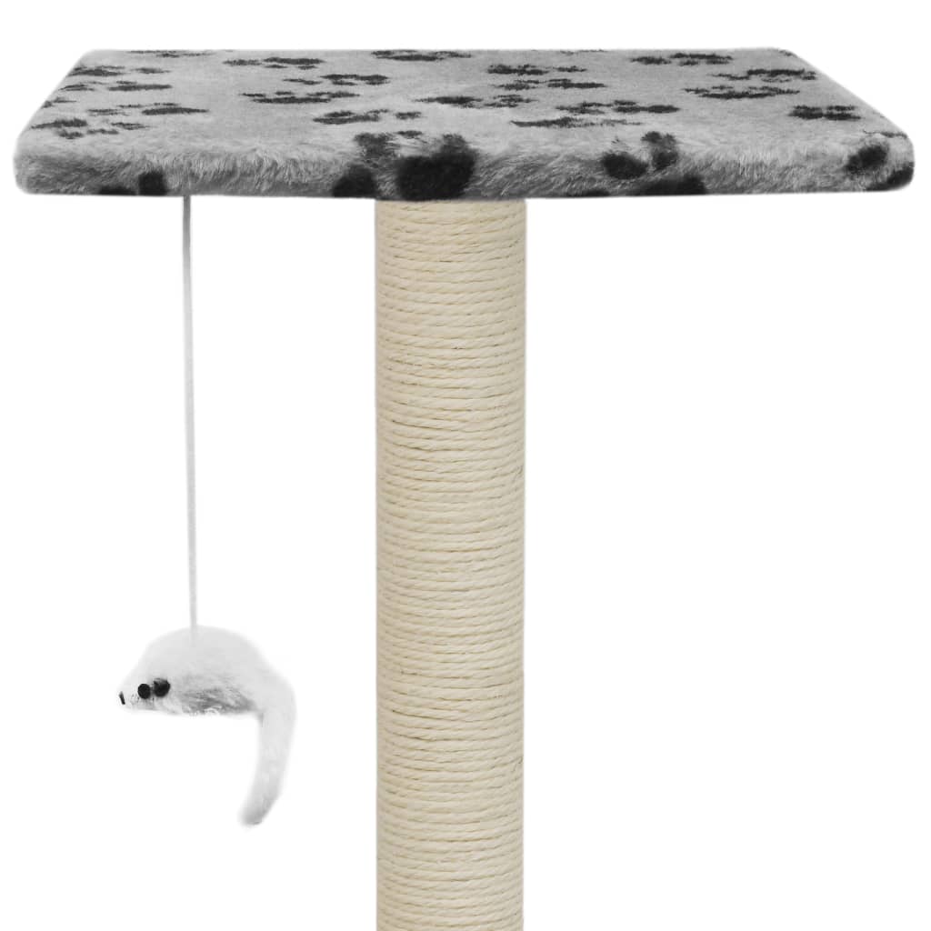 szürke mancsmintás macskabútor szizál kaparófákkal 95 cm