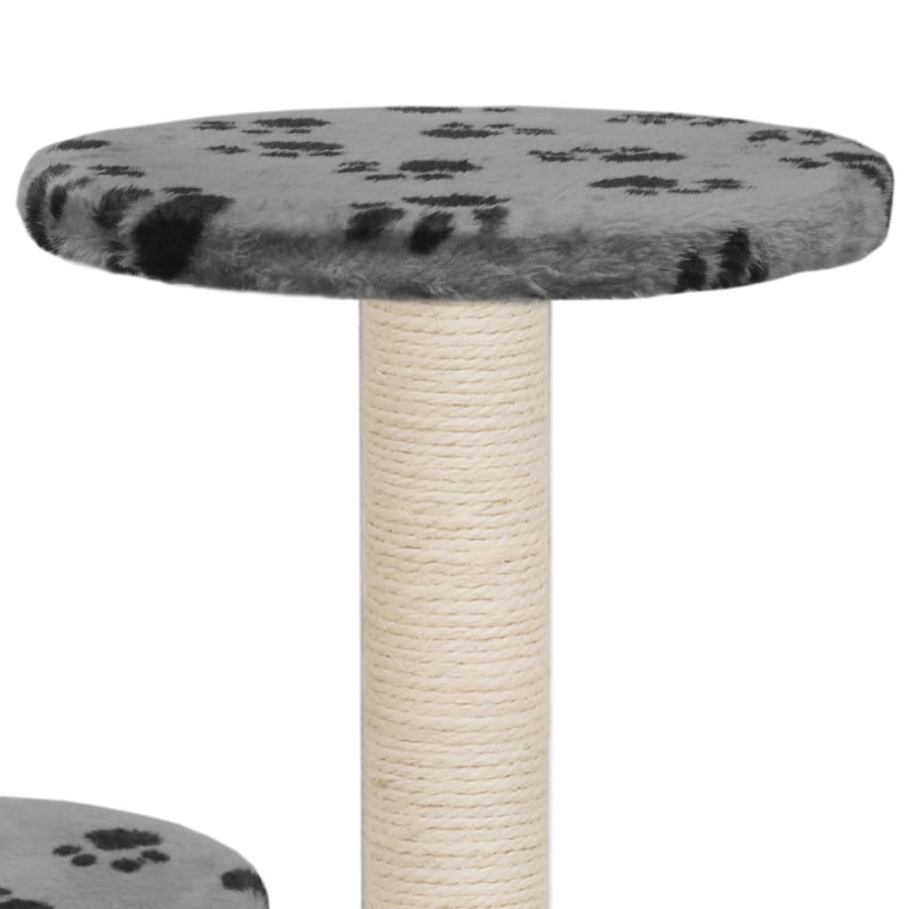 szürke mancs mintás macskabútor szizál kaparófákkal 60 cm