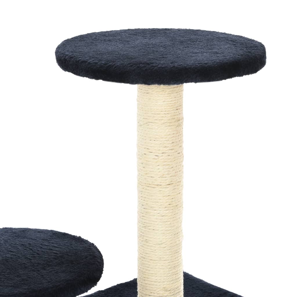 sötétkék macskabútor szizál kaparófákkal 60 cm