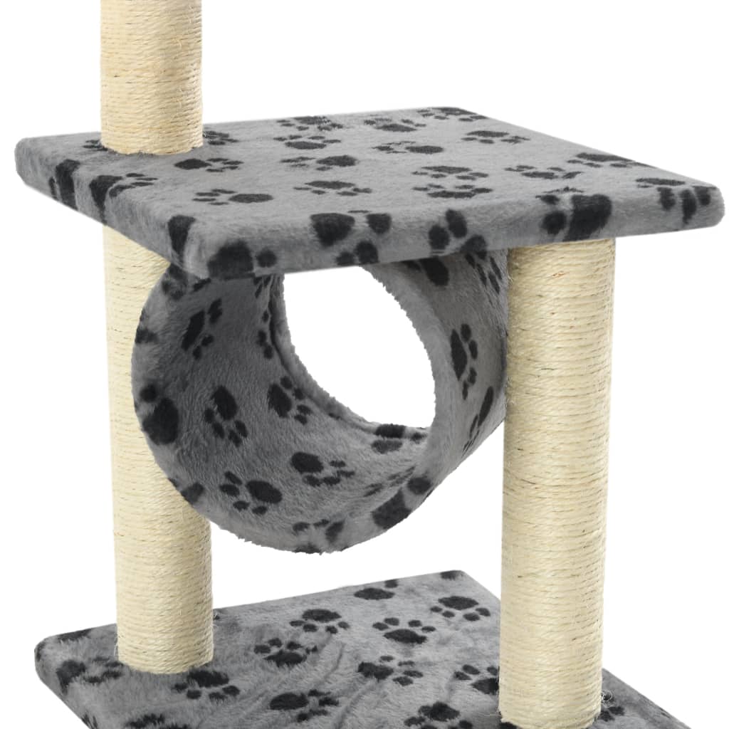 szürke macskabútor szizál kaparófákkal 65 cm