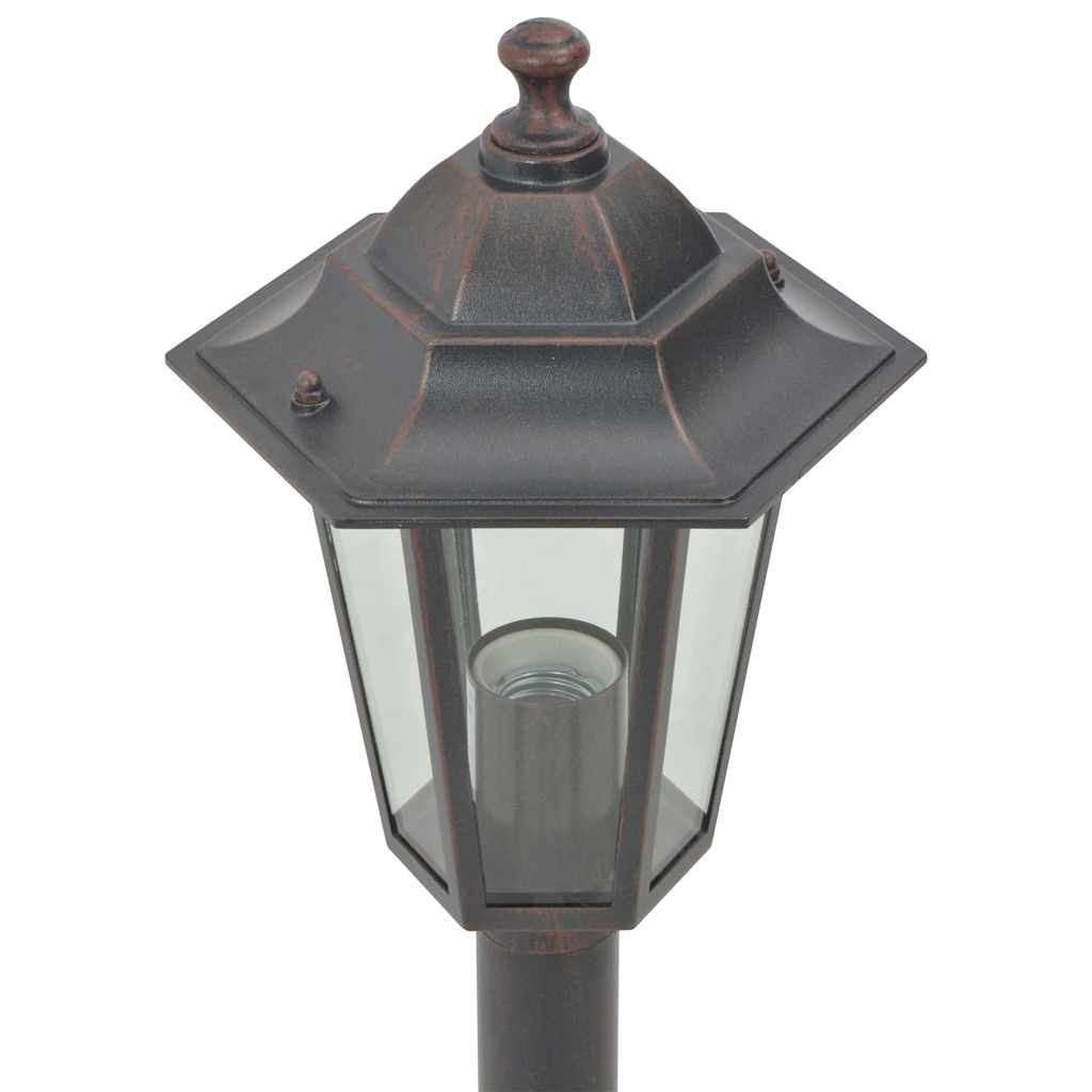 6 db bronzszínű alumínium kerti állólámpa, E27, 110 cm