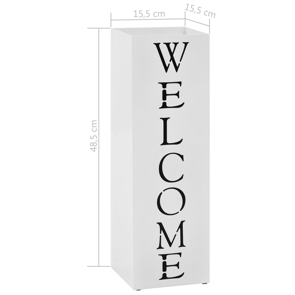 fehér acél esernyőtartó "WELCOME" felirattal