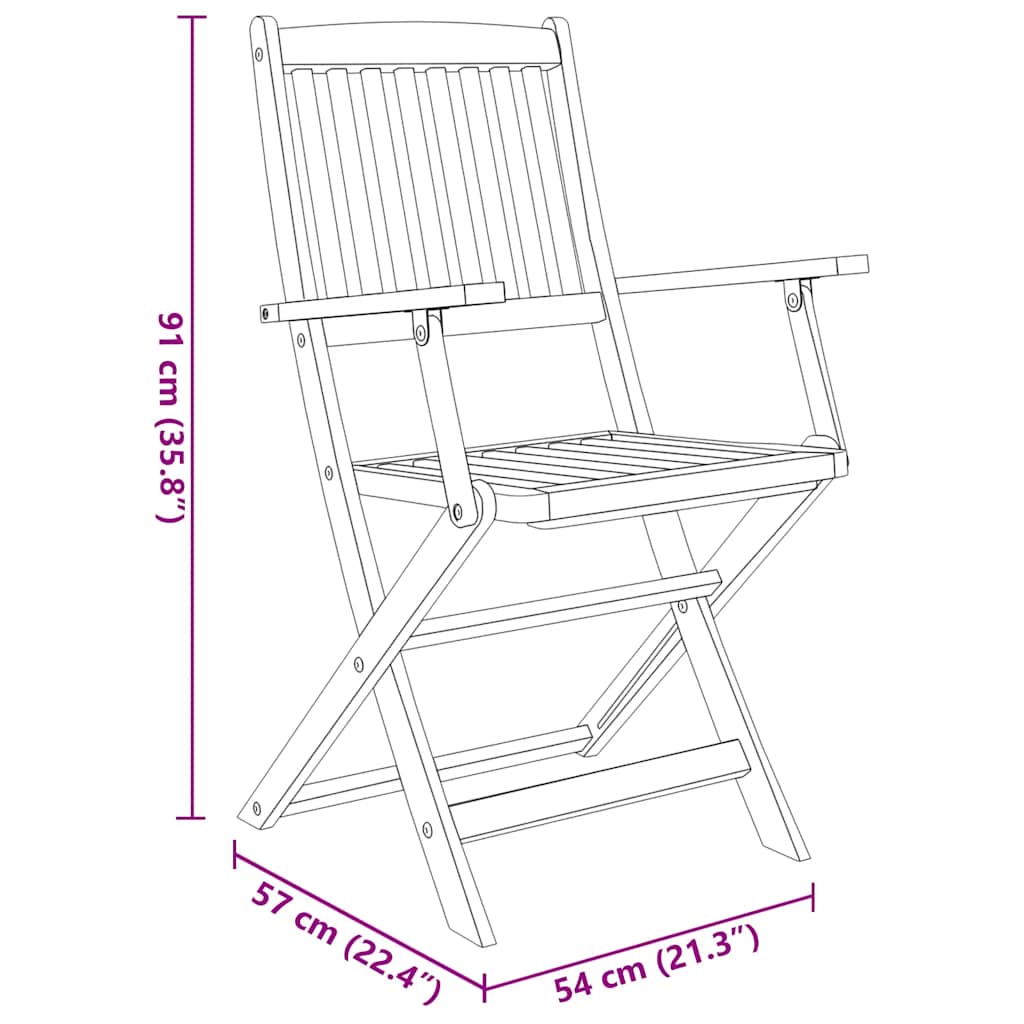 5-részes összecsukható kültéri tömör akácfa étkezőszett