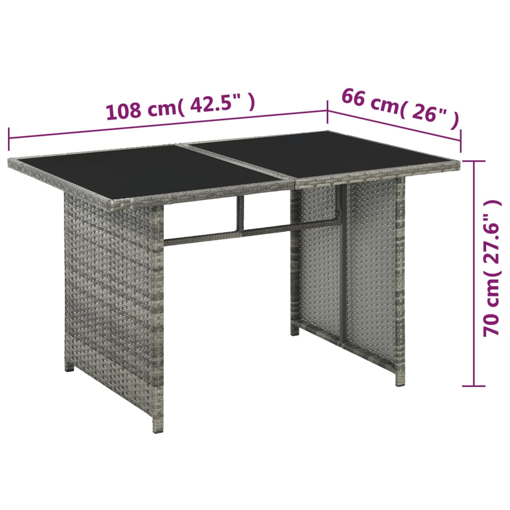 10-részes szürke polyrattan kerti bútorszett párnákkal