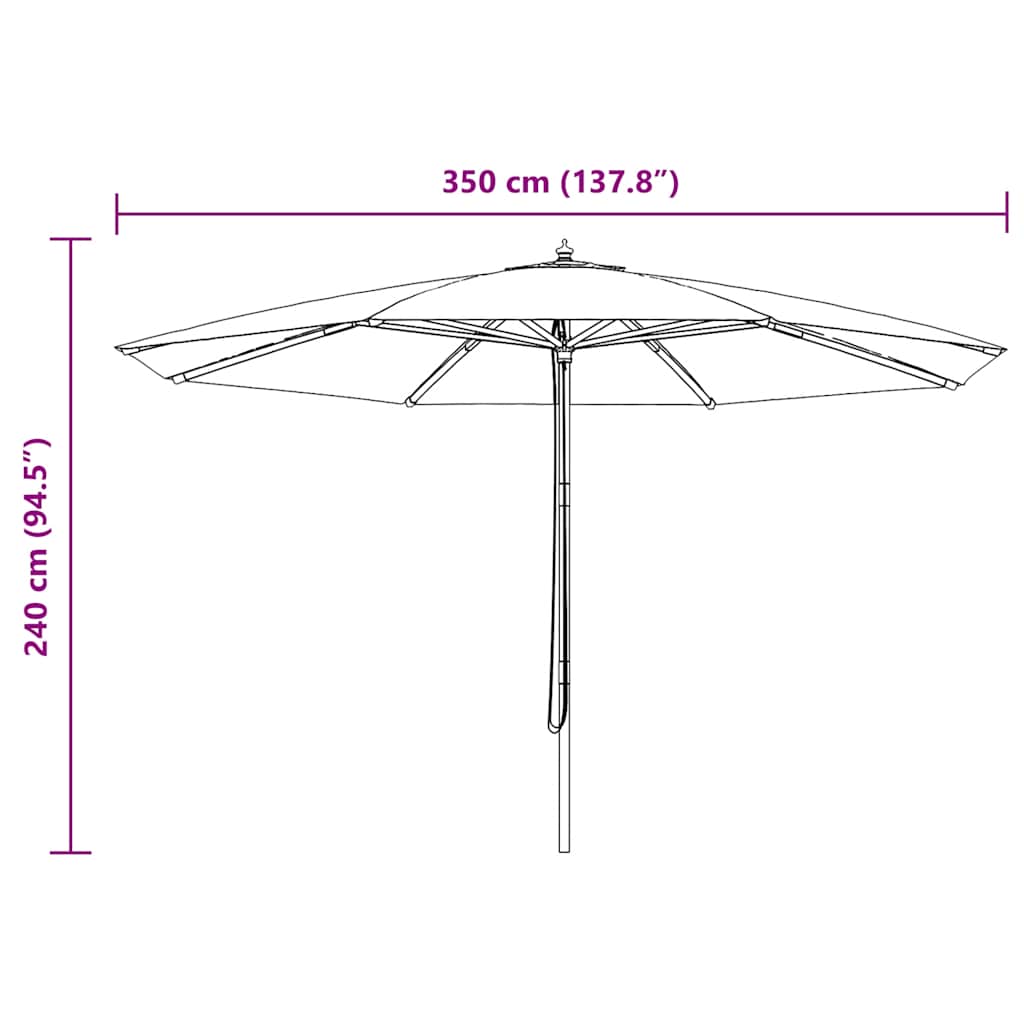 homokfehér kültéri napernyő farúddal 350 cm