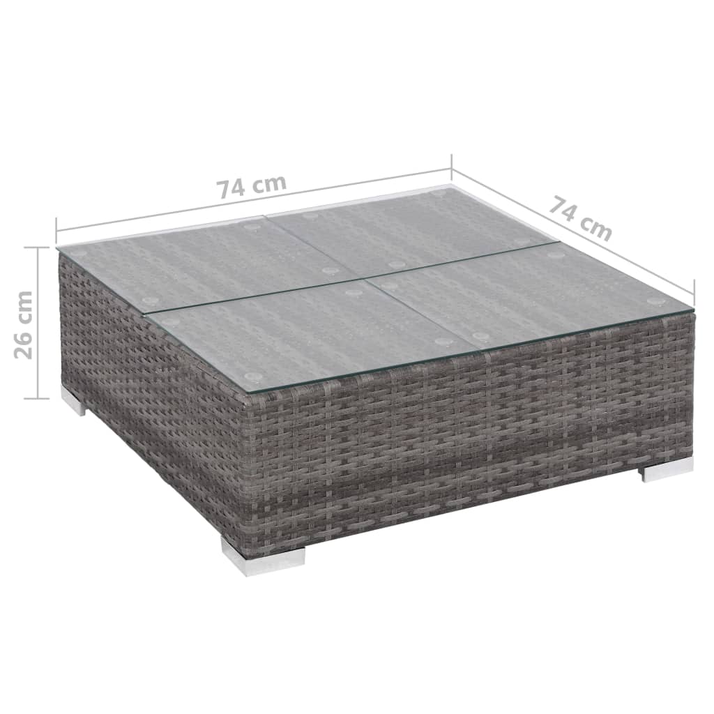 6-részes szürke polyrattan kerti bútorszett párnákkal