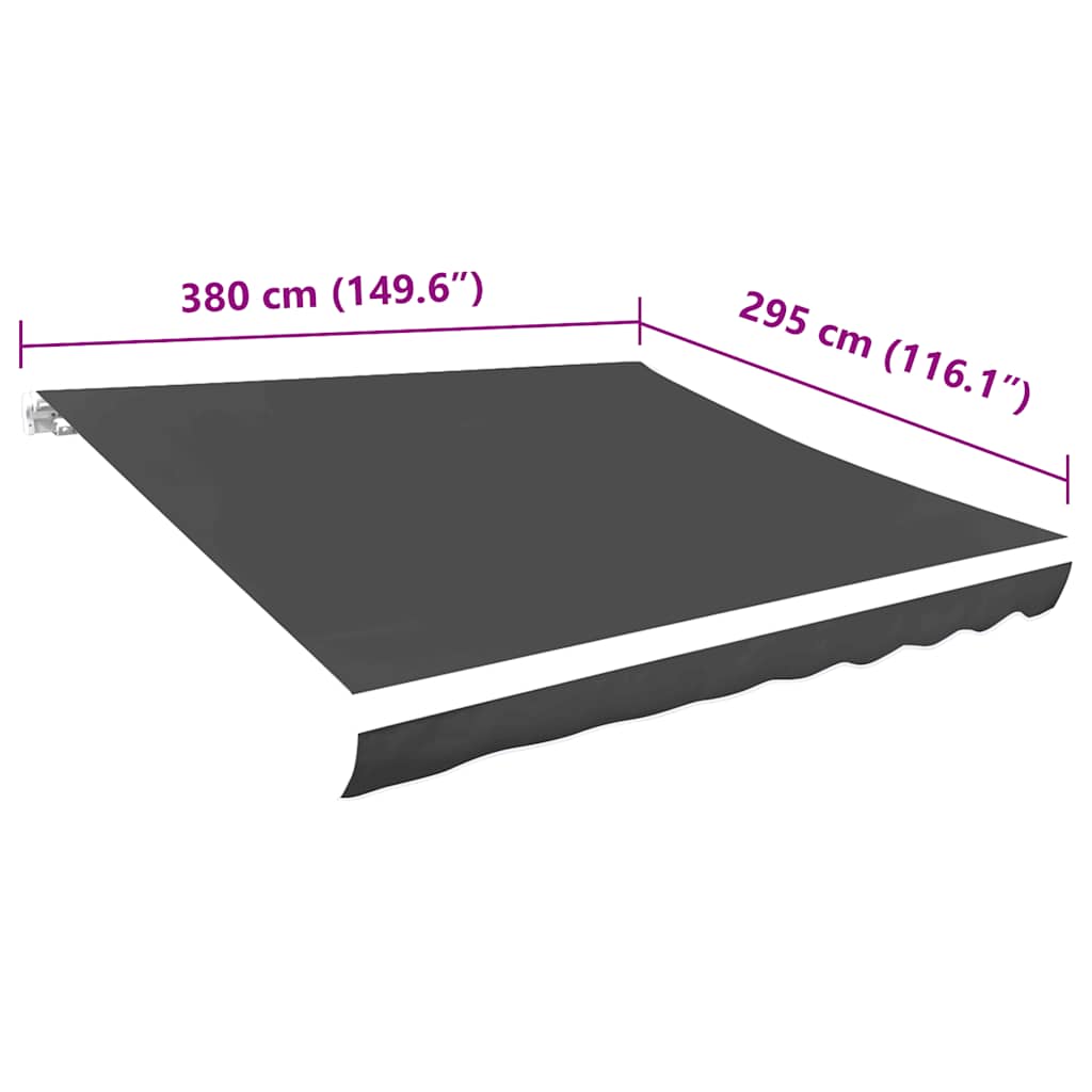 antracitszürke vászon napellenző tető 4 x 3 m