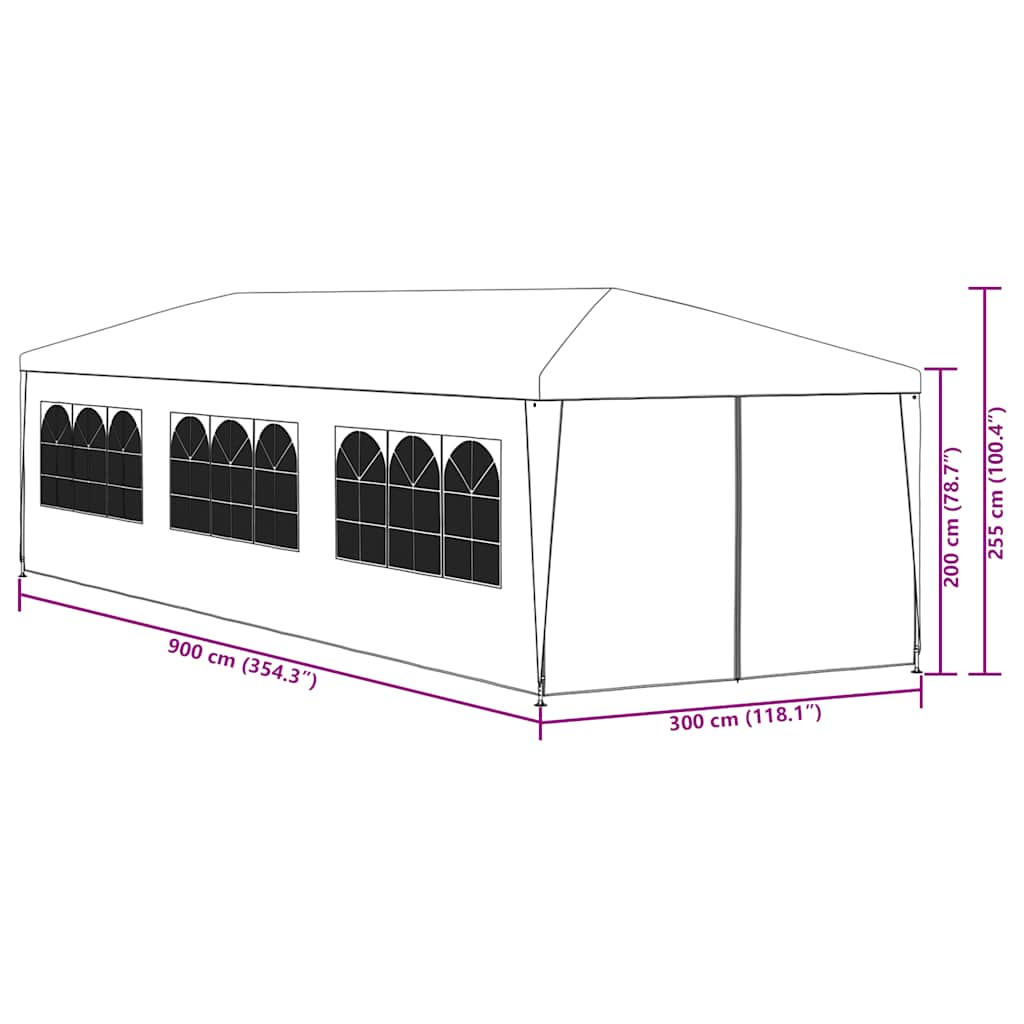 antracitszürke partisátor 3 x 9 m
