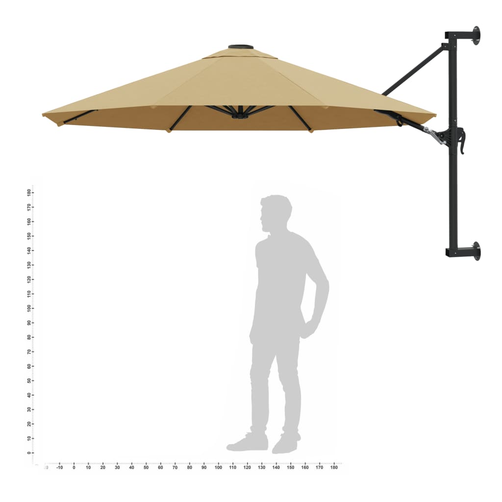 tópszínű falra szerelhető napernyő fémrúddal 300 cm
