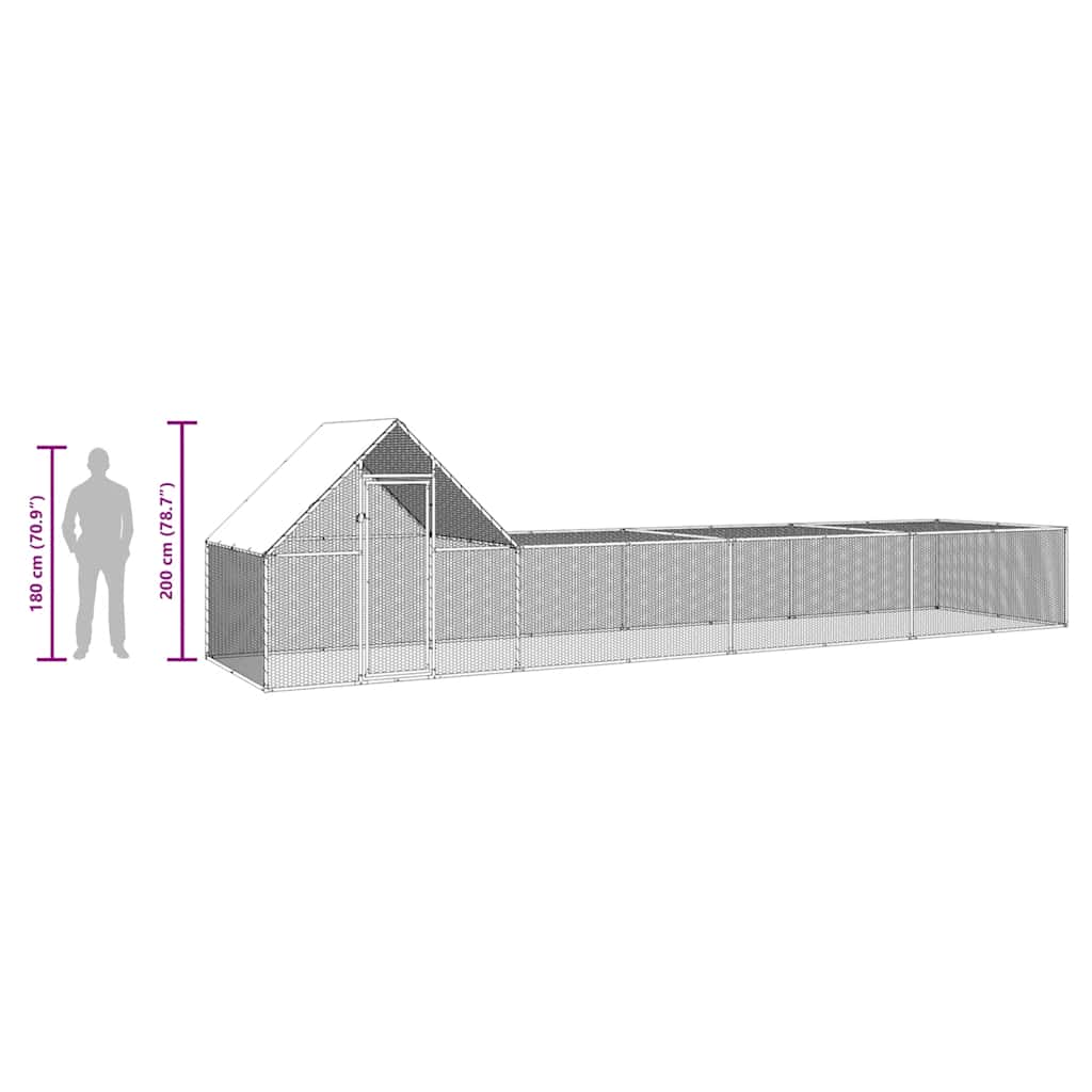 horganyzott acél tyúkól 8 x 2 x 2 m
