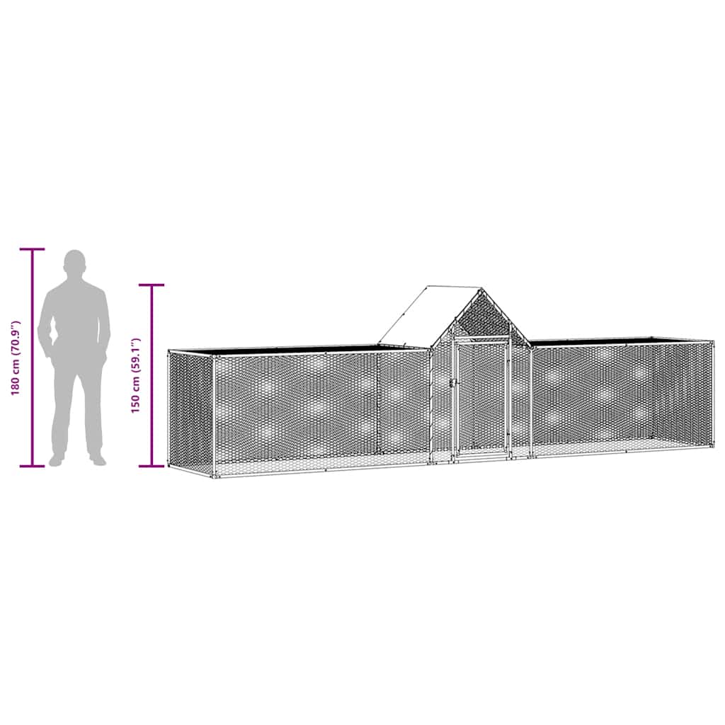 horganyzott acél tyúkól 5 x 1 x 1,5 m