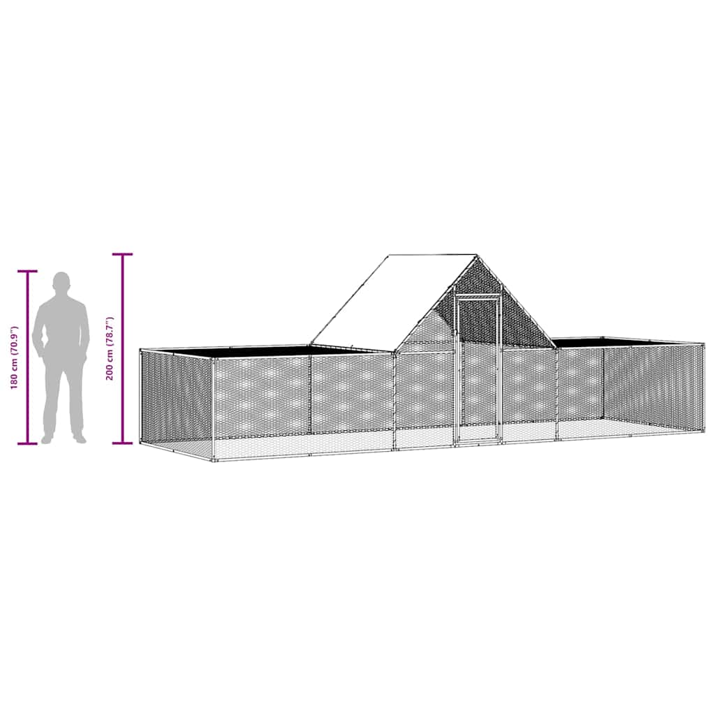 horganyzott acél tyúkól 6 x 2 x 2 m