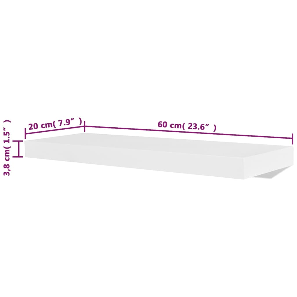 4 db fehér fali polc 60 cm