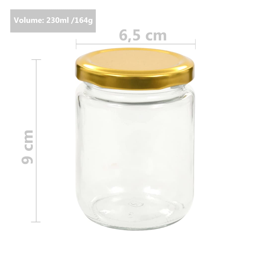 96 db 230 ml-es befőttesüveg aranyszínű tetővel