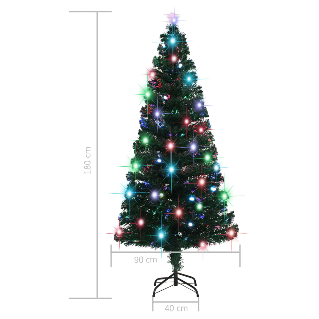 száloptikás megvilágított karácsonyfa állvánnyal és LED-es 180 cm