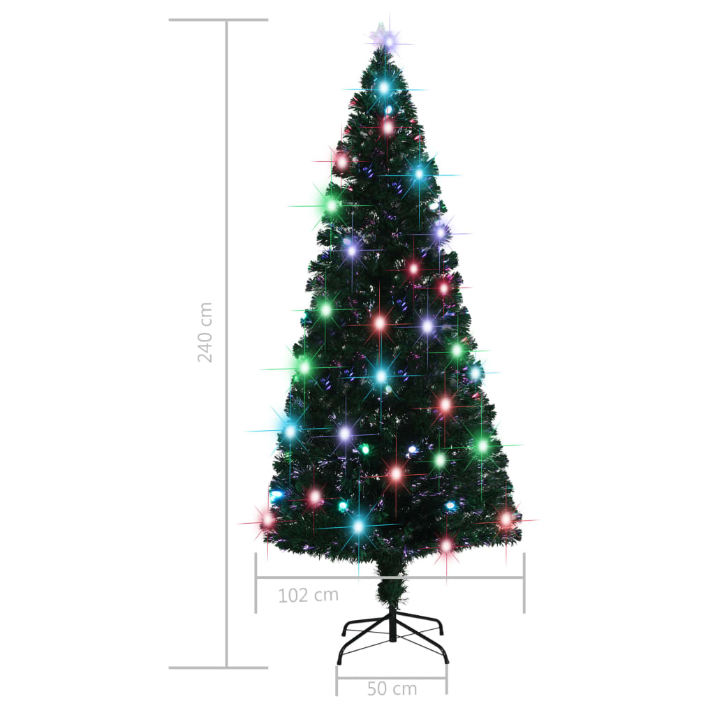 száloptikás megvilágított karácsonyfa állvánnyal és LED-es 210 cm