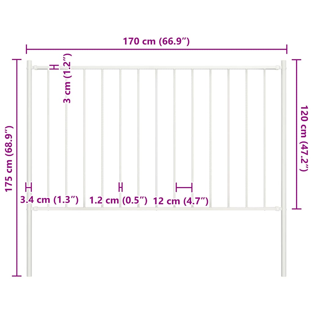 fehér acél kerítéspanel Woerden oszlopokkal 1,7 x 1,25 m