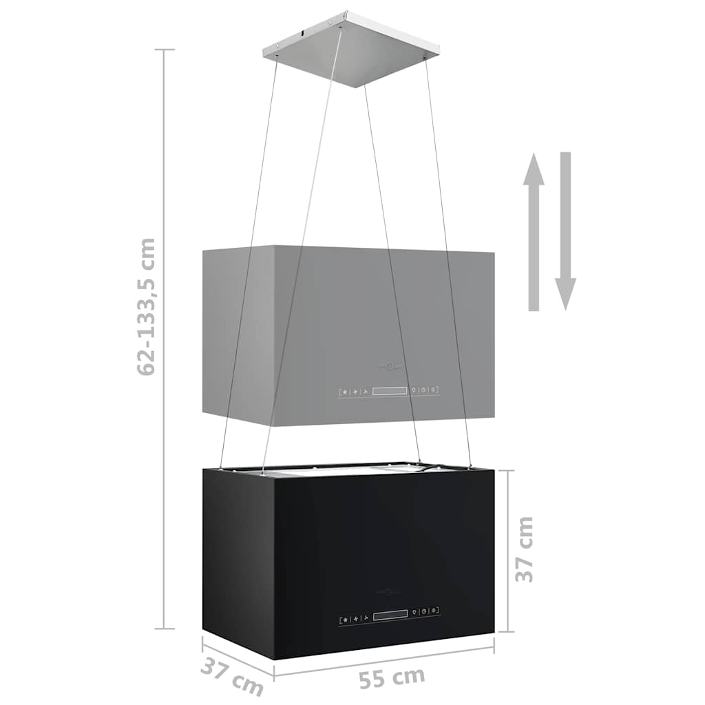 porszórt acél LCD érintőképernyős sziget páraelszívó 55 cm