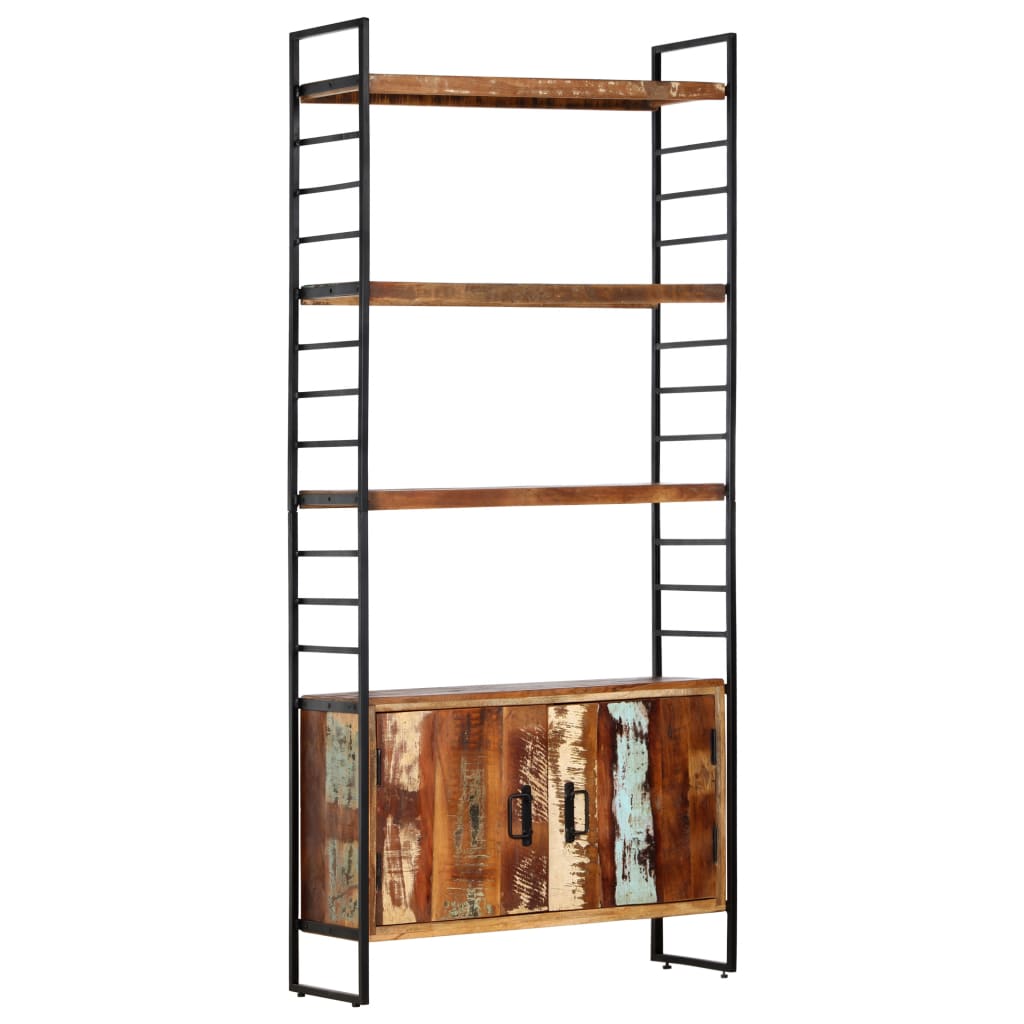 4 szintes tömör újrahasznosított fa könyvespolc 80x30x180 cm