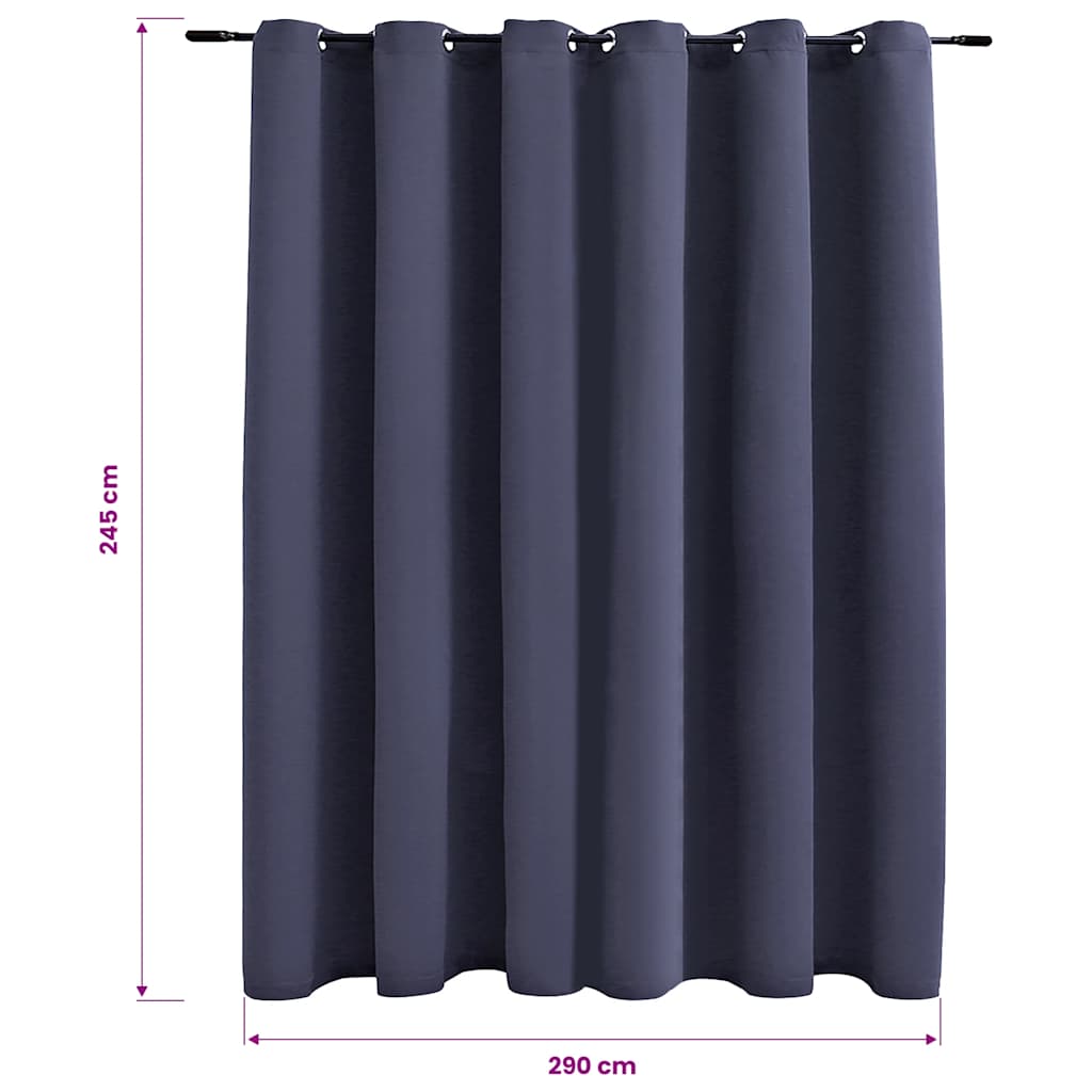 antracitszürke sötétítőfüggöny fémkarikákkal 290 x 245 cm