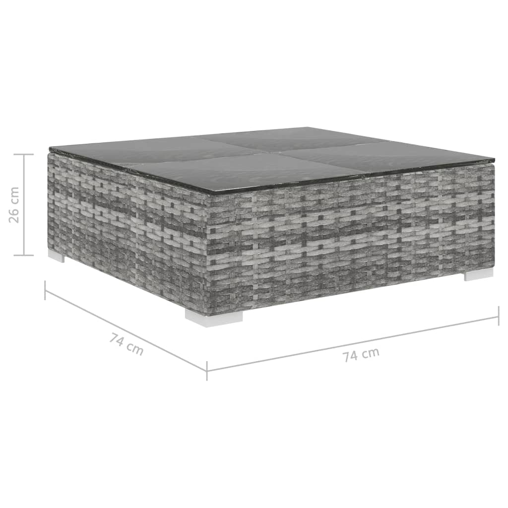 5-részes szürke polyrattan kerti bútorszett párnákkal