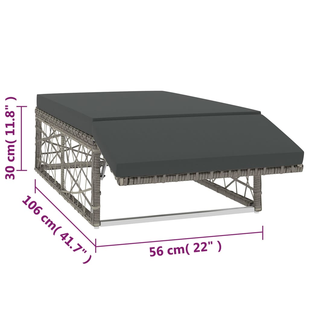 2-részes szürke polyrattan kerti bútorszett párnákkal