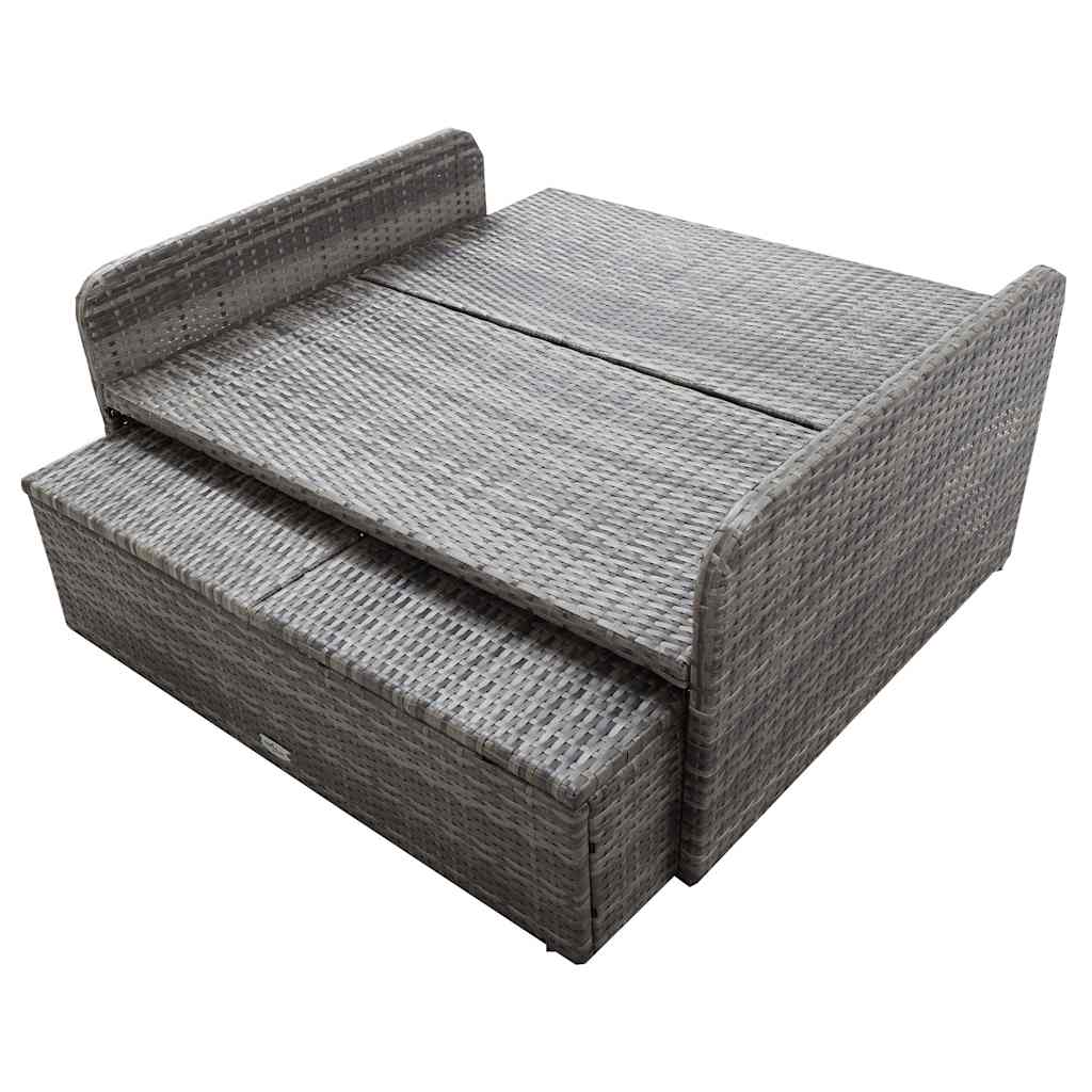 2 részes szürke polyrattan kerti bútorszett párnákkal