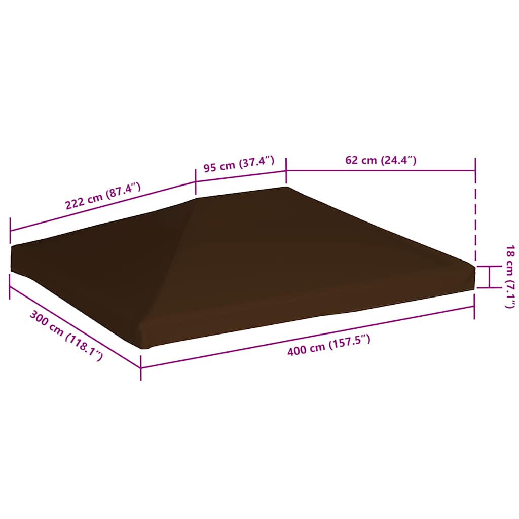 barna pavilon tetőponyva 310 g/m² 3 x 4 m