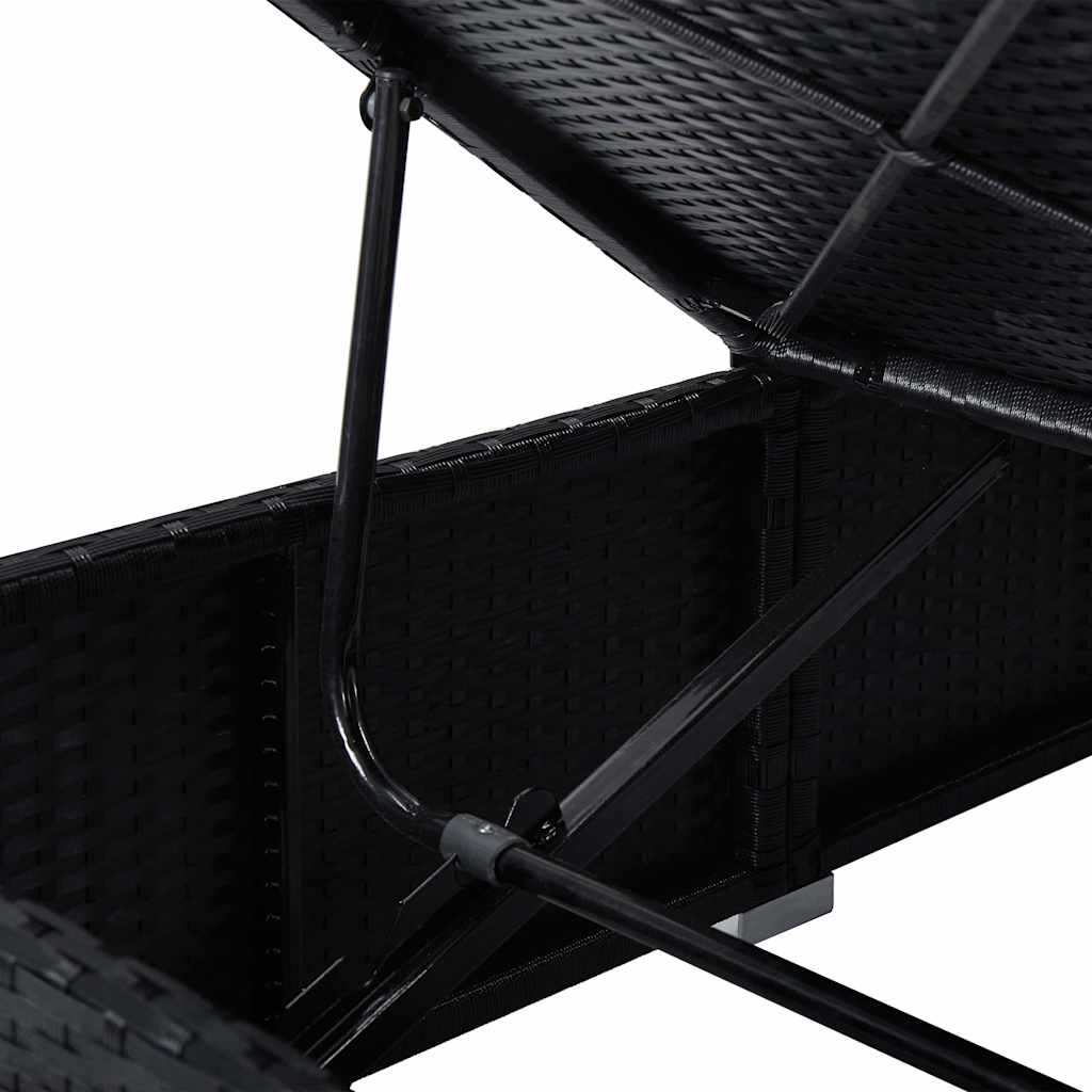 Kerti Napozóágyak párnával 3 pcs Fekete Poli rattan