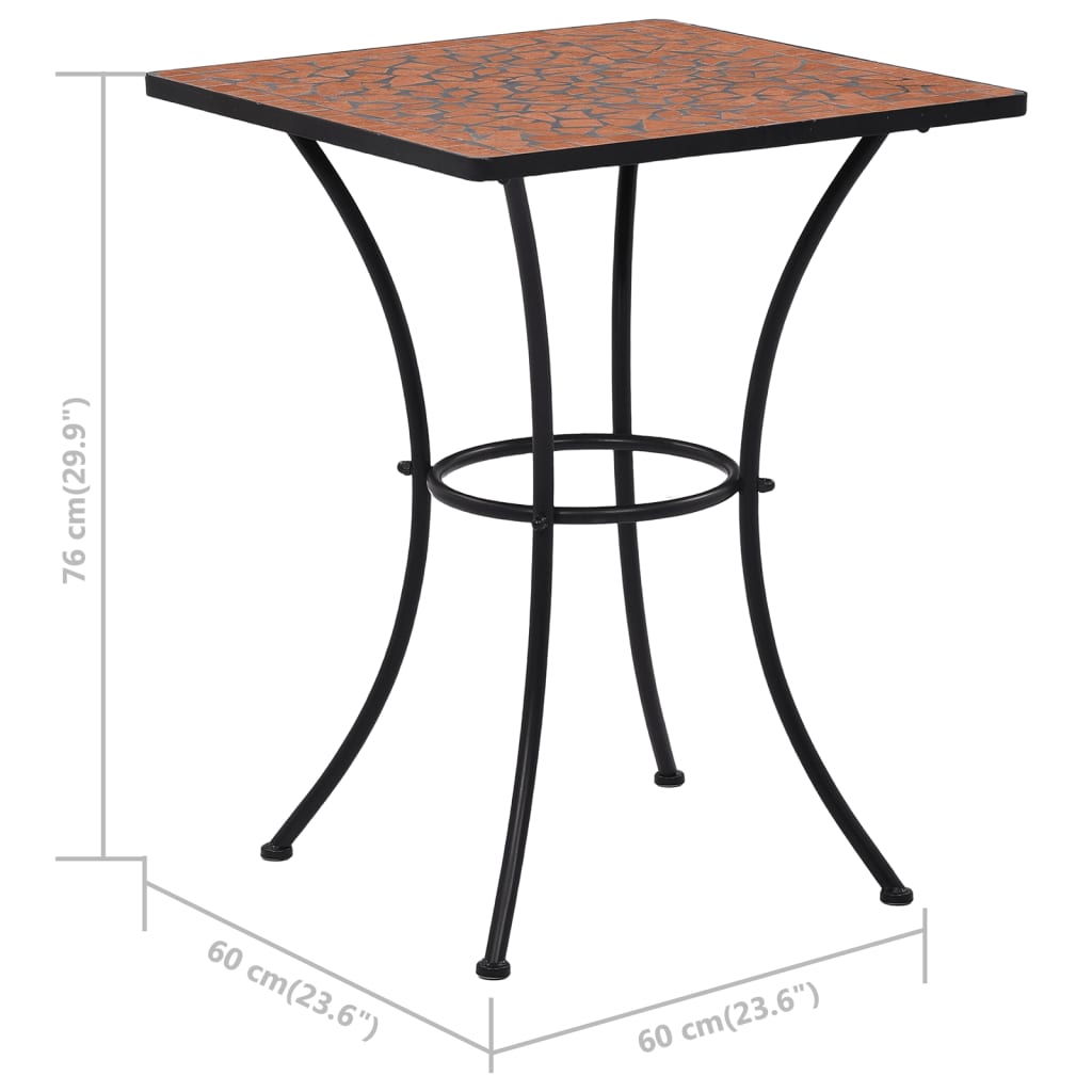 terrakotta mozaikos bisztróasztal 60 cm