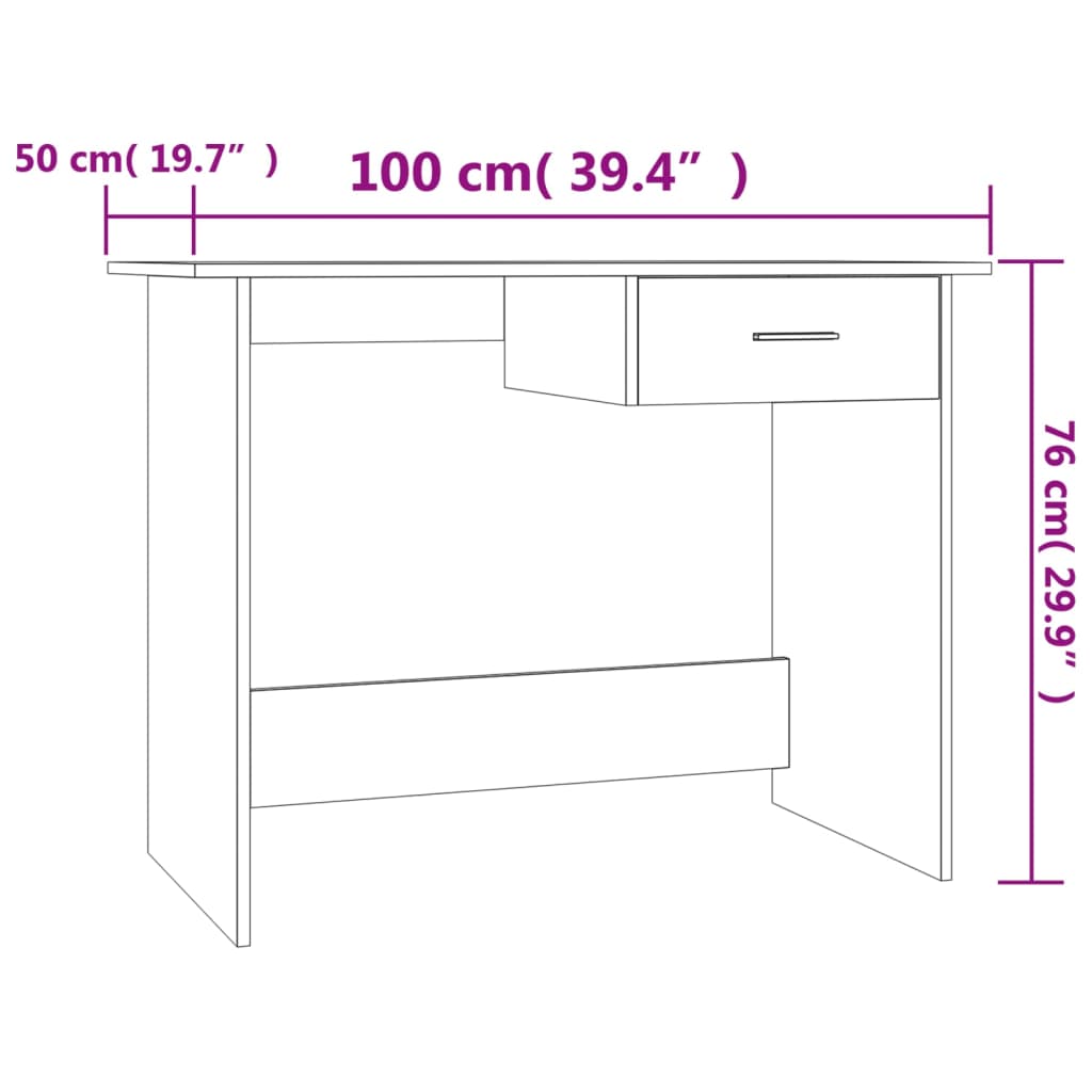 betonszürke szerelt fa íróasztal 100 x 50 x 76 cm