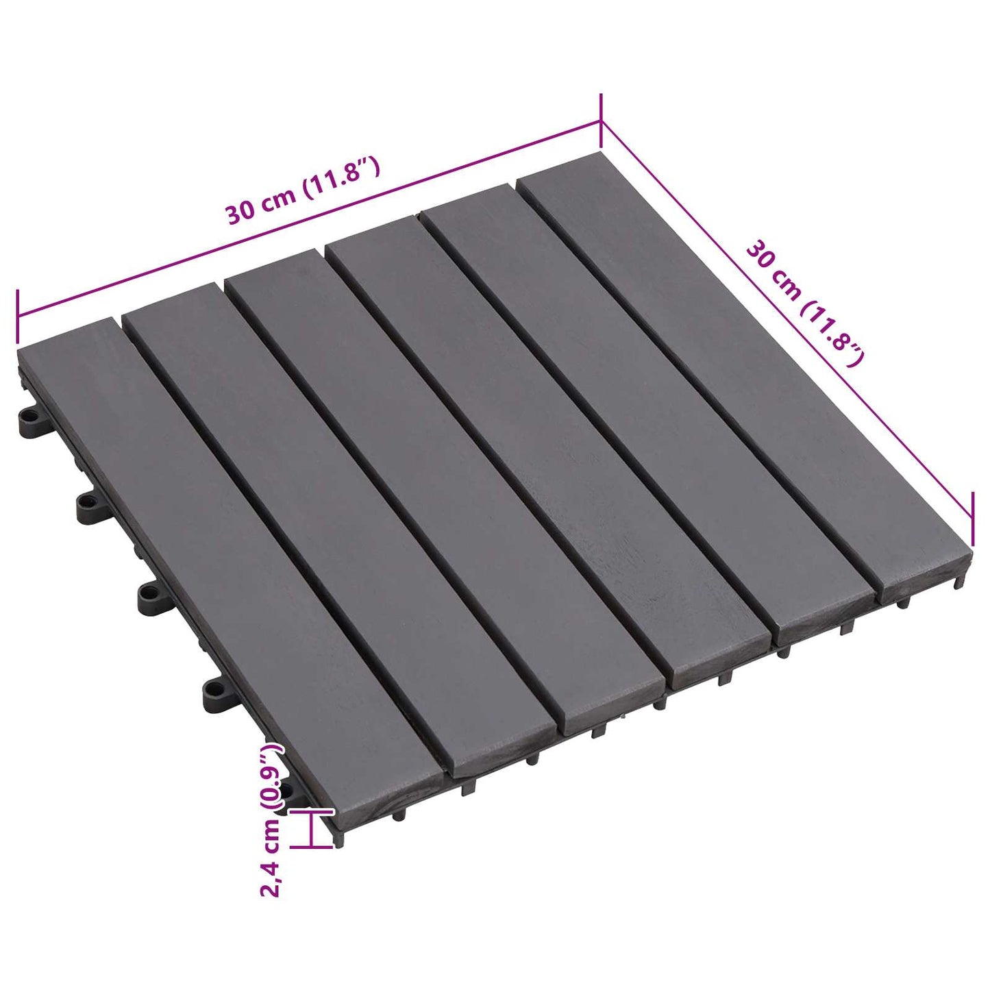 Faszegély járólap 10 pcs Szürke 30 x 30 cm Akácfa