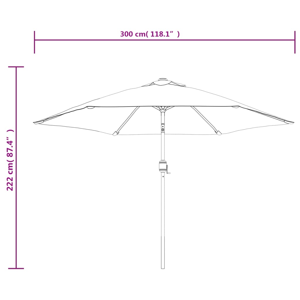 azúrkék kültéri napernyő fémrúddal 300 cm