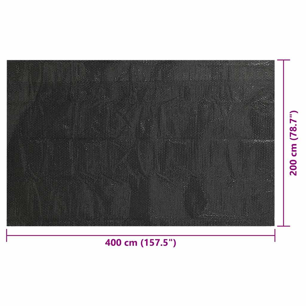 fekete polietilén medence takaró 400 x 200 cm