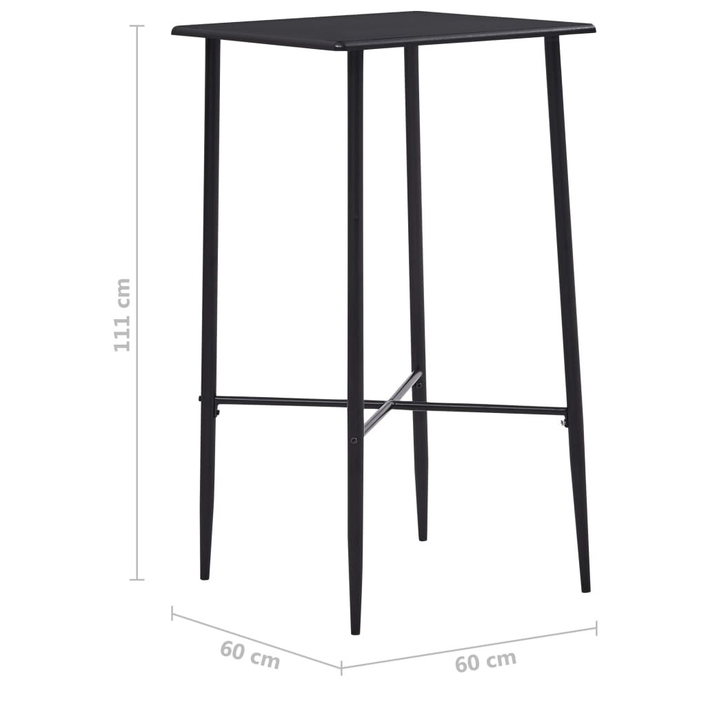 fekete MDF bárasztal 60 x 60 x 111 cm
