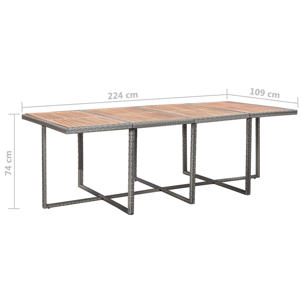 13 részes antracitszürke polyrattan étkezőszett párnákkal
