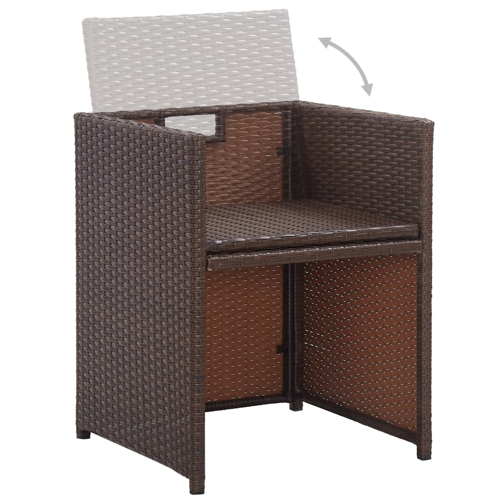 15-részes barna polyrattan kültéri étkezőszett párnákkal