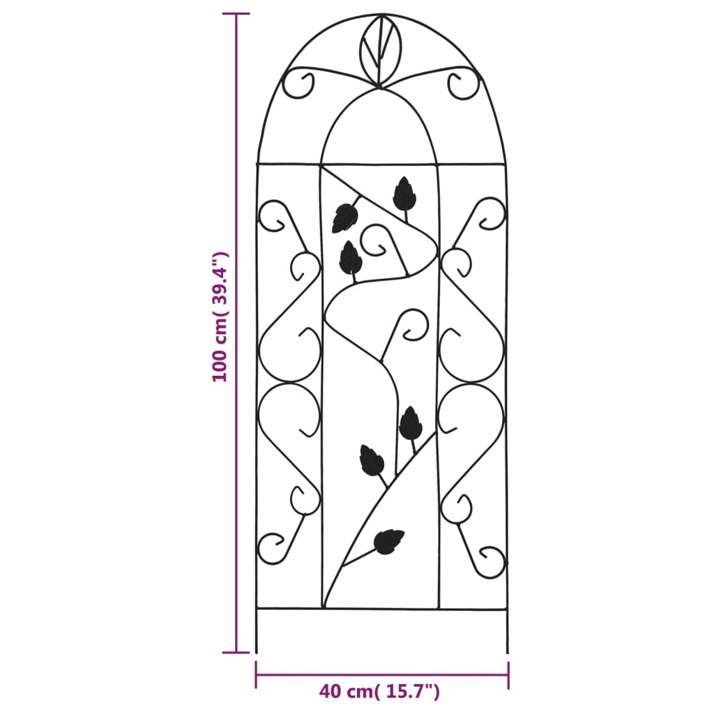 3 db fekete vas növényfuttató állvány 40 x 100 cm