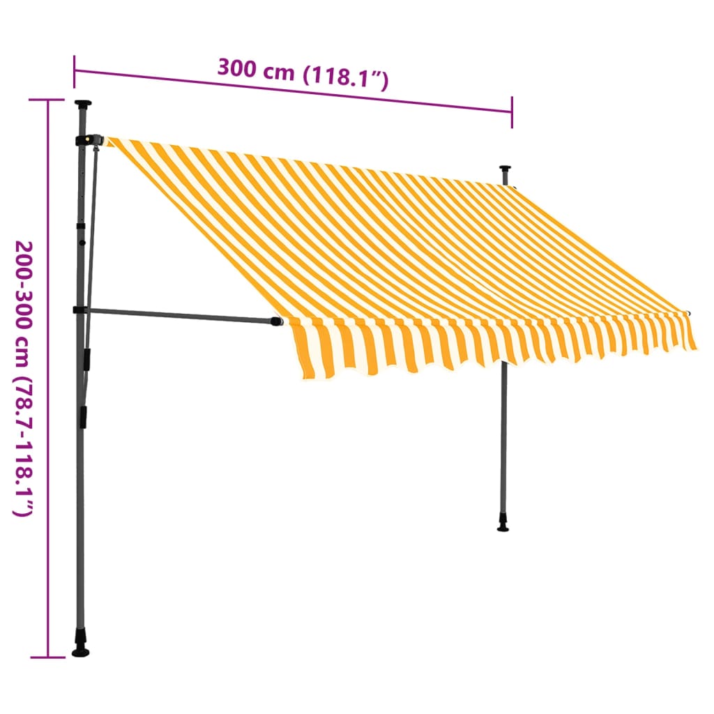 fehér-narancssárga kézzel kihúzható LED-es napellenző 300 cm