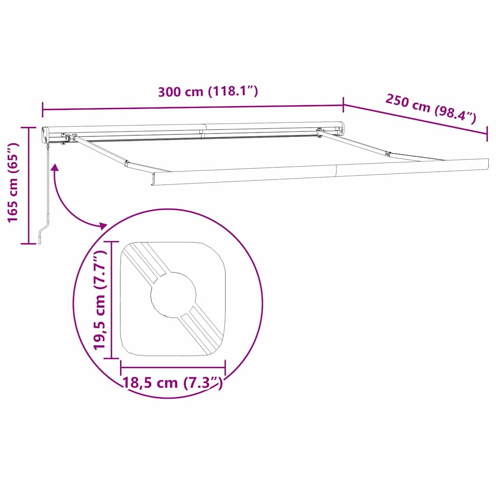 Napernyő keret Antracit 300 x 250 cm Alumínium